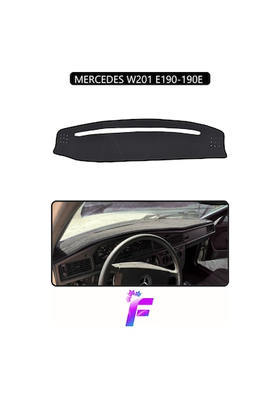 Mercedes W201/e190 Uyumlu Torpido Örtüsü Yansıma Önleyici Kolay Montaj Tam Koruma H12 Siyah