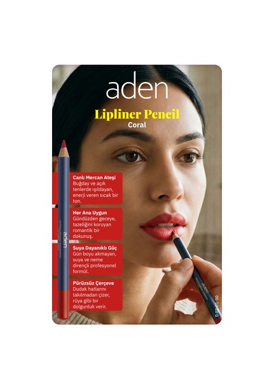 Aden Lipliner Pencil - Dudak Kalemi 50 Coral Mercan 0