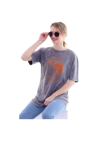Kadın Oversize Antwerp Belgium Baskılı Tshirt