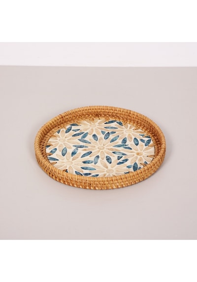 Pearl 25x3 Cm Sedefli Rattan Tepsi & Duvar Dekoru Mix