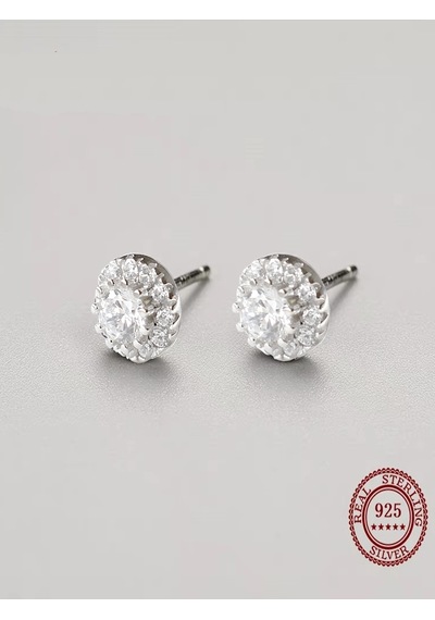 Brezza Lusso Jewelry Timeless Series Işıltılı Harika Tektaş Gümüş Kadın Küpe 5,5 Mm Gümüş