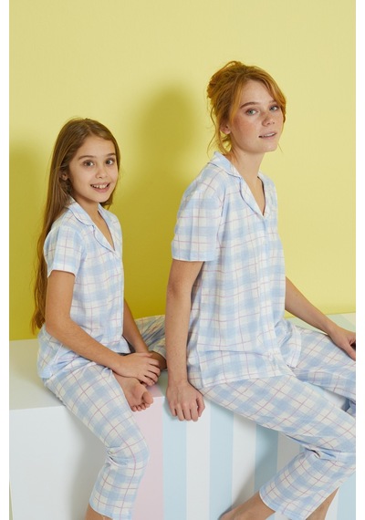 Siyah İnci Örme Düğmeli Pijama Takım 24108025 Çok Renkli