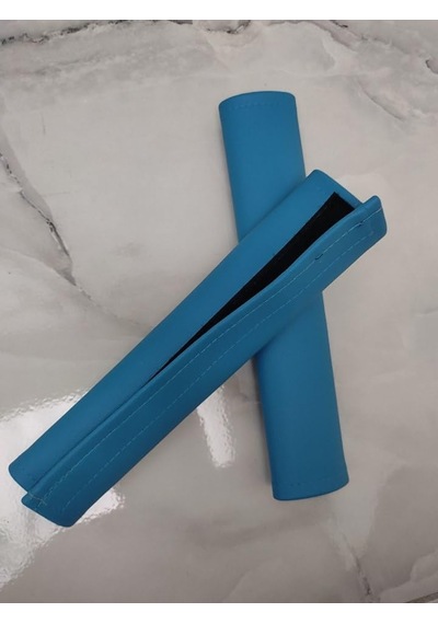 Mavi Suni Deri Emniyet Kemeri Kılıfı, Su Geçirmez Vinyllex Deri, 28x6 Cm, 2 Adet