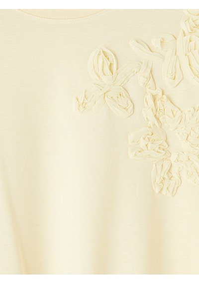 Lcw Comfort Sarı Soft Touch Çiçek Aplikeli Bluz