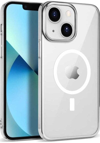 Apple Uyumlu iPhone 14 Plus Csk Zore Wireless Şarj Özellikli Pixel Magsafe Kılıf-gümüş
