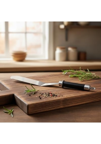 32 Cm Siyah Çelik Pasta Sıvama Spatulası - Profesyonel Krema, Ganaj Ve Hamur Spatulası Diğer