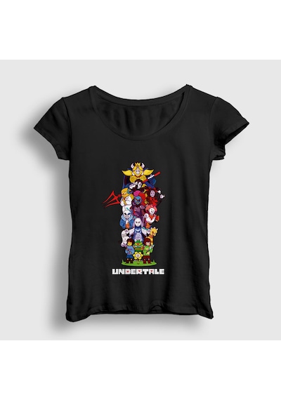 Presmono Kadın All Undertale T-shirt Siyah