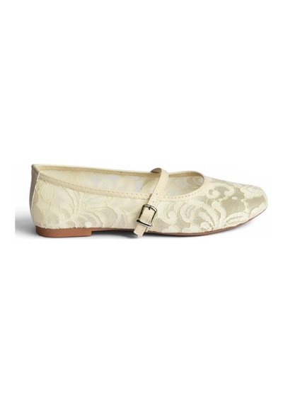 Fox Shoes Y726864006 Bej Dantelli Kadın Babet
