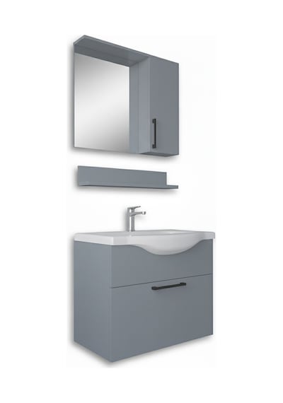 Teta Home Eko 65 Cm Mdf Banyo Dolabı Seti Sis Gri