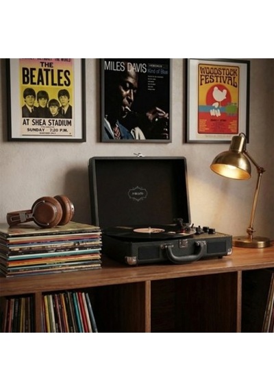 Siyah Turntable Ve Bluetooth Destekli Müzik Deneyimi