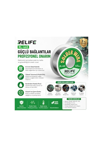 Rl-445 0.5 Mm İnce Lehim Teli Hassas Elektronik Ve Cep Telefonu Anakart Tamir Lehimi