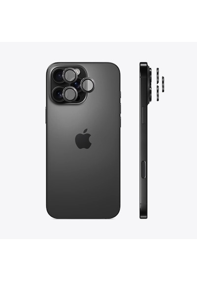 Safeus Safir Temperli Kamera Lens Koruyucu Apple Uyumlu iPhone 16 Pro Max İle Siyah