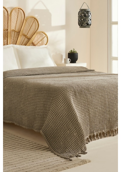 Karaca Home Mady %100 Cotton Waffle Çift Kişilik Tek Pike Taş Taş