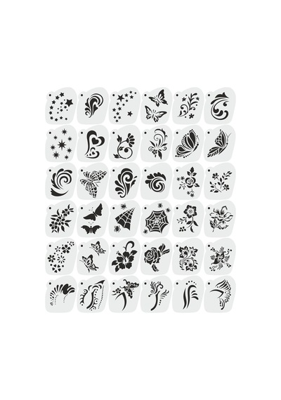 Kk Swords Stencil Tasarım 36 Adet Sl090 Yüz Boyama Maskeleri Set37 Pasta, Ahşap, Yüz Boyama Şablonu