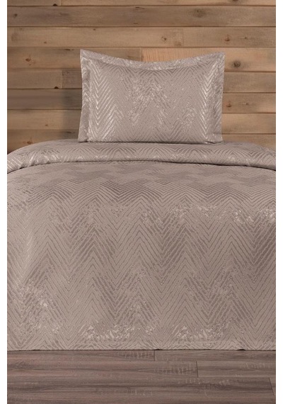 Asu Jakarlı Tek Kişilik Yatak Örtüsü Bej Bej