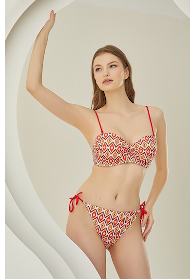 Loya Kadın Renkli Sundress Yandan Bağlamalı Tek Alt Bikini