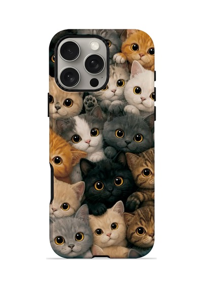 Velvoria Valestra Kedi Kalabalığı Apple Apple iPhone Uyumlu 16 Pro Max Darbe Korumalı Kılıf Valestra Select - Kedi Kalabalığı