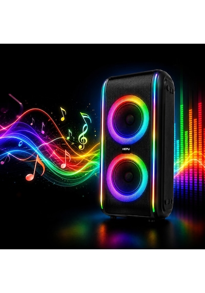 Hepu Hp-978 Titan Series Taşınabilir Hoparlör 2 6 Hoparlör, 30w Rms, 67 Cm Kolon Rgb Işık, 1 Kablosuz Mikrofon + Kumanda