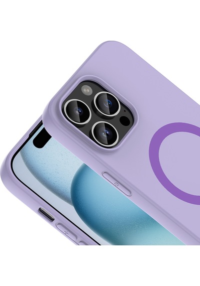 Apple iPhone Uyumlu 14 Pro Max Kılıf M-safe Şarj Özellikli Zore Aris Silikon Kapak - Lila