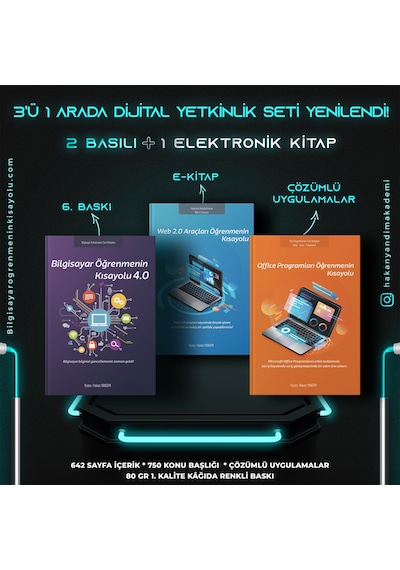Bilgisayar Öğrenmenin Kısayolu 4.0 + Office Programları Öğrenmenin Kısayolu + Web 2.0 Araçları Öğrenmenin Kısayolu E-Kitap
