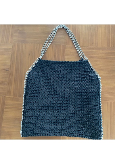 Siyah Handmade Yazlık Kroşe Örgü Kadın Omuz Çantası Siyah