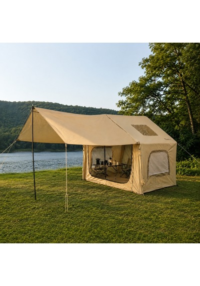 Tenteli Şişme Çadır - Baca Çıkışlı - Freecamp Turbo Canopy - 8 Kişilik - 8 M² Çok Renkli