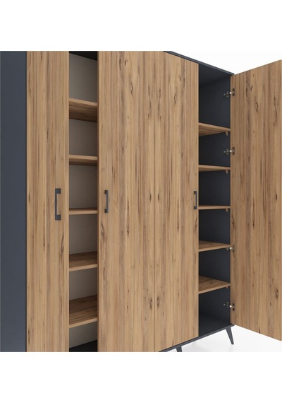 Hyperion Gardrop 10 Raflı 4 Kapaklı 176x44x221 Antrasit-çam Çam Hyperion Gardrop 10 Raflı 4 Kapaklı 176x44x221 Antrasit-çam Çam