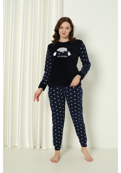 Wordex Fawn 5006 Peluş Welsoft Polar Kışlık Yumoş Kadın Pijama Takımı Uyuyan Kedili 3317 Lacivert Wordex Fawn 5006 Peluş Welsoft Polar Kışlık Yumoş Kadın Pijama Takımı Uyuyan Kedili 3317 Lacivert