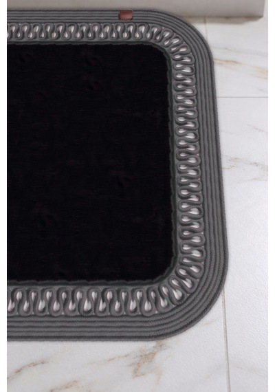 Banyo Paspası Takımı 70x110+50x70 Cm İç Trikot Siyah & Antrasit