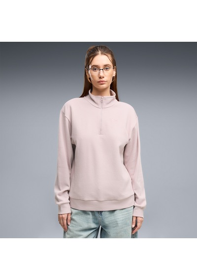 Puma Essentials Elevated Kadın Pembe Dik Yaka Sweatshirt Bej