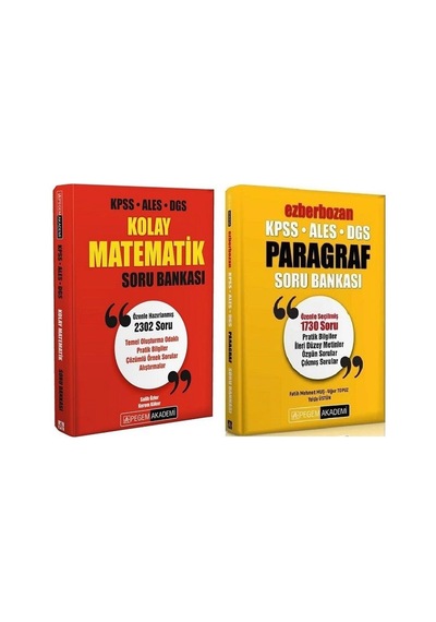 Pegem Kpss Ales Dgs Kolay Matematik Ezberbozan Paragraf Soru 2 Li Set Pegem Akademi Yayınları