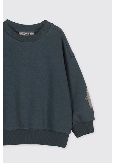 Panço Erkek Bebek Yumuşak Dokulu Petrol Sweatshirt Mavi