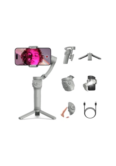 Telefon Sabitleyici Selfie Gimbal, 3 Eksen Manevralı Sabitleyici, Led Işıklı Tasarım, Otomatik Yüz Takip Özelliğ Genel