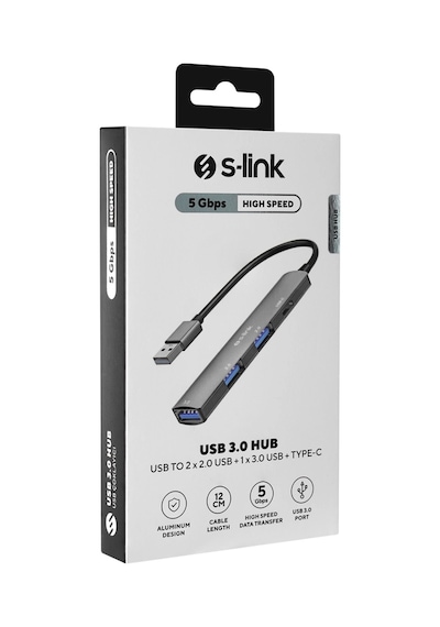 S-lınk Sw-u322, Usb3.0 To 2xusb 2.0, 1xusb 3.0, 1xtype-c, Metal, Usb Hub