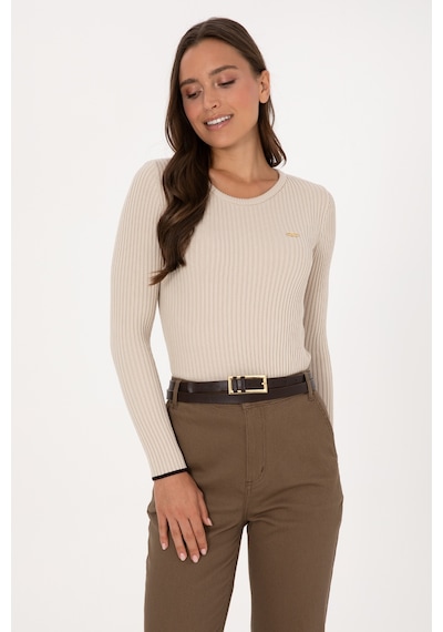 U.S. Polo Assn. Kadın Taş Melanj Bisiklet Yaka Kazak 50314780-VR225
