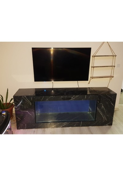 Kanki Pet Akvaryum Tv Ünitesi Parlak Bendir Granit Desen