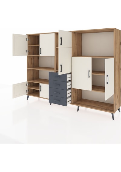 Hyperion Dolap 10 Raflı 4 Çekmeceli 8 Kapaklı 220x44x163 Çam-ayta Çam-aytaşı/antrasit Hyperion Dolap 10 Raflı 4 Çekmeceli 8 Kapaklı 220x44x163 Çam-ayta Çam-aytaşı/antrasit