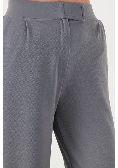 Lela Regular Fit Yüksek Bel Bol Paça Bayan Pantolon 5861279 Gri