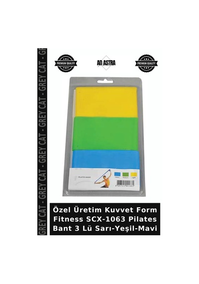 Özel Üretim Kuvvet Form Fitness Scx-1063 Pilates Bant 3 Lü Sarı-yeşil-mavi Çok Renkli