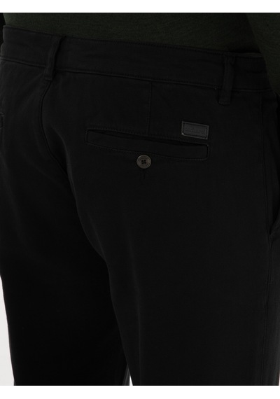 Cacharel Siyah Slim Fit Pamuk Karışımlı Kanvas Pantolon