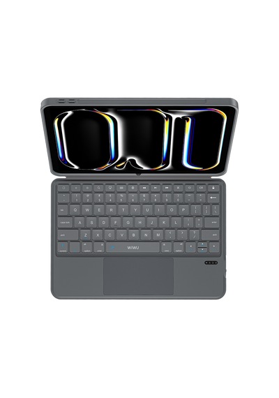 İpad Air 10.9 2020 4.nesil Uyumlu Wiwu Mk-005 Combo 3in1 Kalem Bölmeli Klavyeli Standlı Kılıf Gri