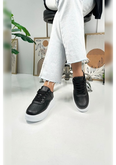 Günlük Kadın Sneaker Bağcıklı Hafif Kalın Yüksek Tabanlı Yürüyüş Nefes Alan Spor Ayakkabı 451 Siyah - Beyaz Günlük Kadın Sneaker Bağcıklı Hafif Kalın Yüksek Tabanlı Yürüyüş Nefes Alan Spor Ayakkabı 451 Siyah - Beyaz