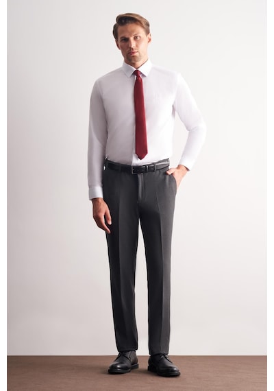 İmza Beyaz Klasik Yaka Uzun Kol Cepsiz Slim Fit Basic Pamuklu Gömlek 1004255057 Beyaz