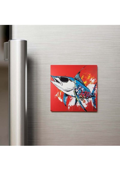 Swordfish - Kılıçbalığı - Güneş Gözlüklü Style - Buzdolap Magneti - 9x9 Cm