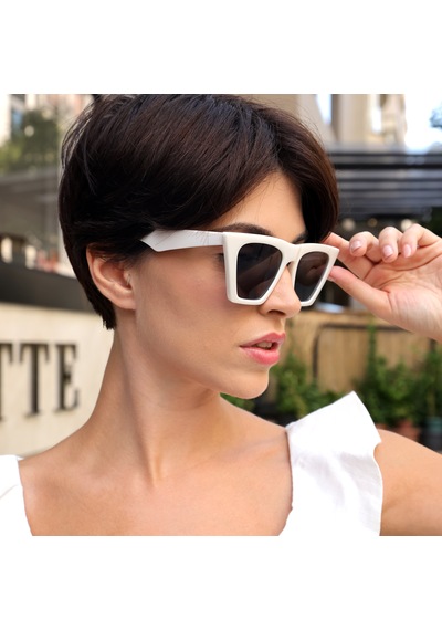 Cat Eye Leopar Kadın Güneş Gözlüğü Beyaz
