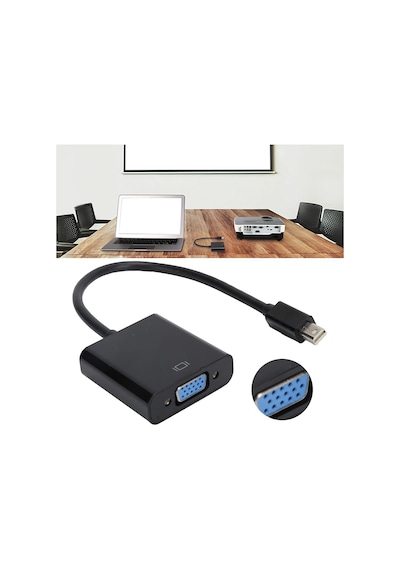 Taplin Mini Displayport - Vga Dönüştürücü Pc Bilgisayar Için Taşınabilir Siyah Tk-143