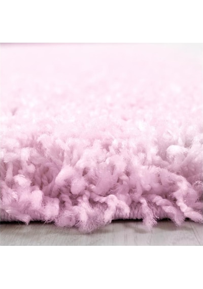 Yüksek Tüylü 30 Mm Hav Yüksekliğinde Düz Pembe Renkli Shaggy Halı