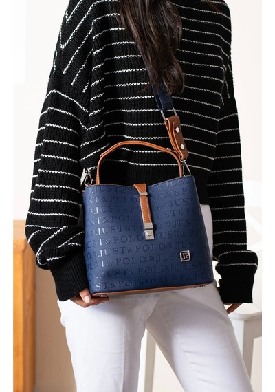 Just Polo Orijinal Kadın Kabartma Desenli El Ve Omuz Çantası 344045pc Lacivert