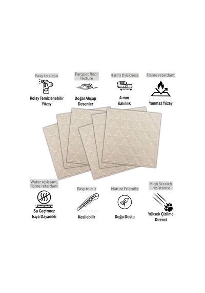 3 Boyutlu Duvar Paneli Kabartmalı Salon Desen Pvc 41x41 Cm/ 6 Adet /1 M² Beyaz Huş