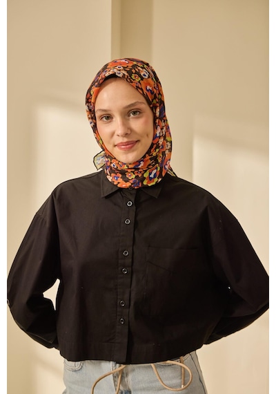 Silk Home Soft Eşarp 73090-02 Siyah, Turuncu, Yeşil, Saks